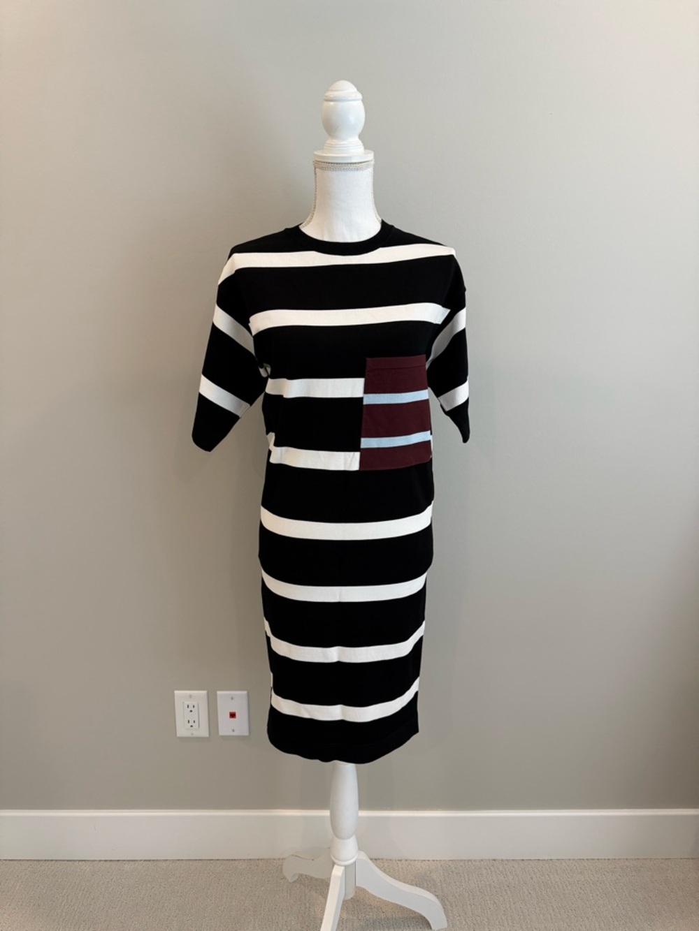 Stella McCartney French chic striped casual dress with contrast pocket